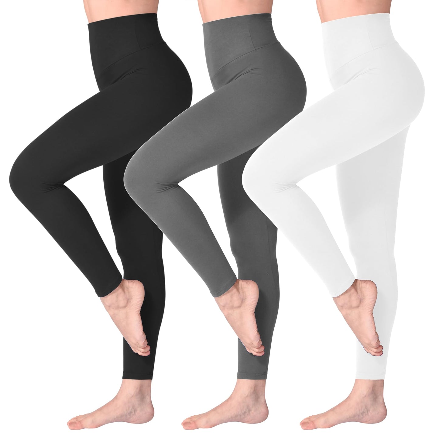 SINOPHANT High Waisted Leggings for Women, Buttery Soft Elastic Opaque Tummy Control Leggings, Plus Size Workout Gym Yoga