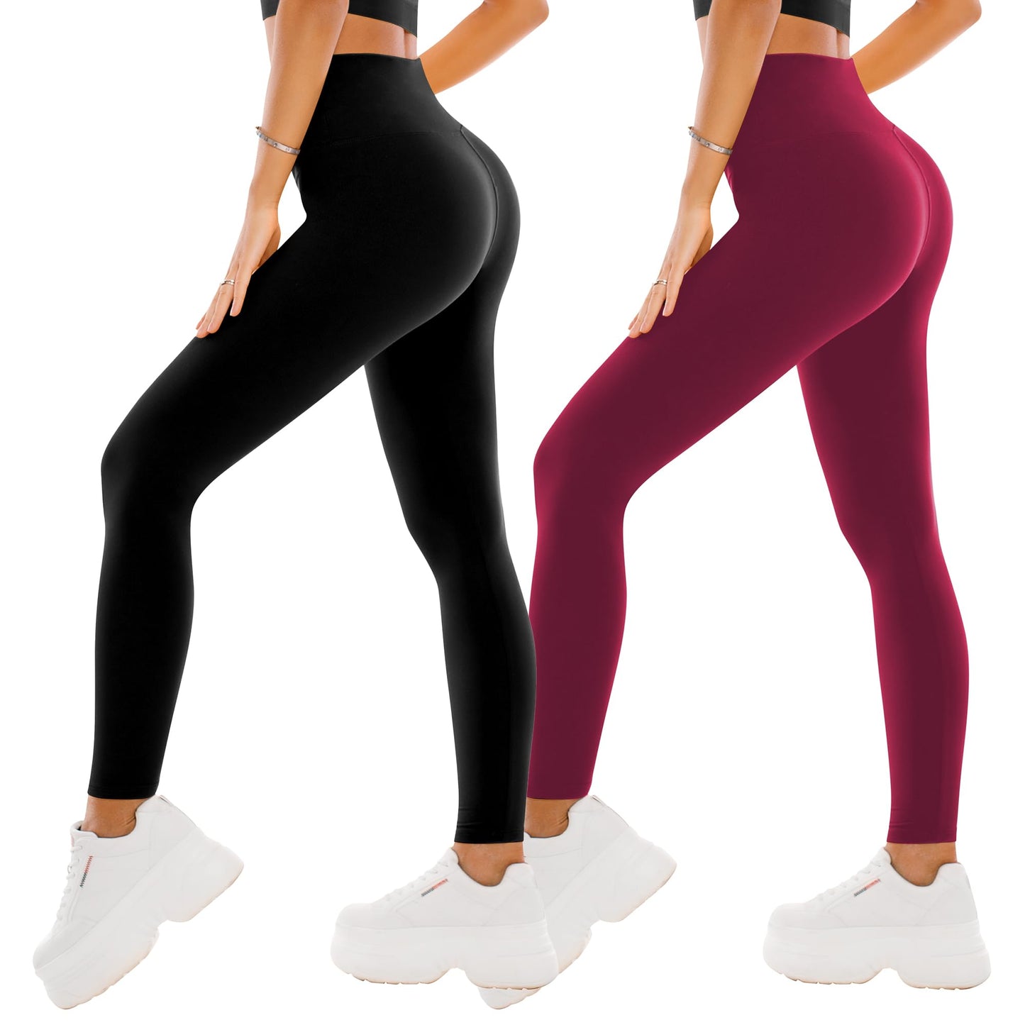 SINOPHANT High Waisted Leggings for Women, Buttery Soft Elastic Opaque Tummy Control Leggings, Plus Size Workout Gym Yoga